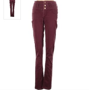 Refuge Maroon High Waist Super Skinny Jeans Women's Size 0 Button Fly Casual EUC
